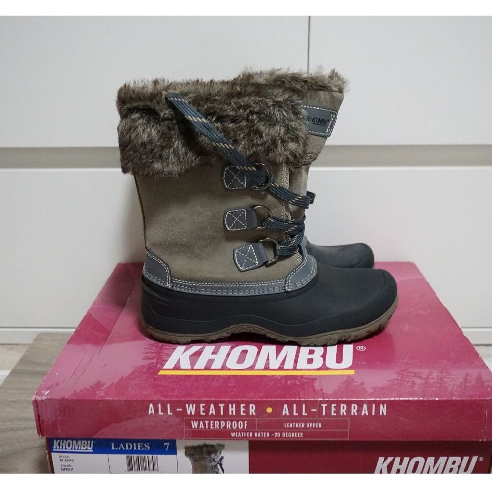 Khombu Gray All Weather All Terrain Waterproof Slope Boots Size 7